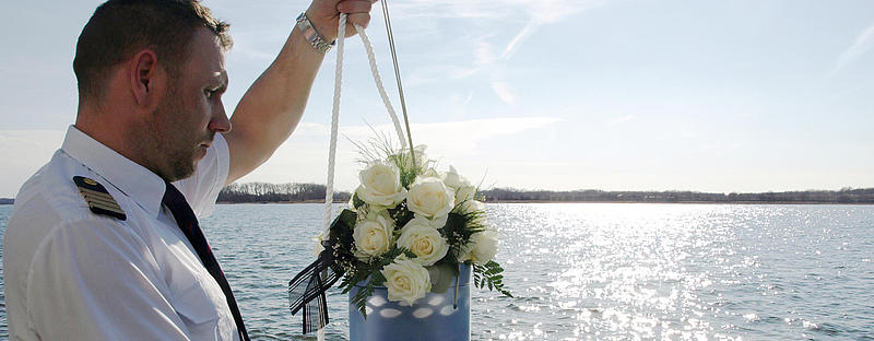 Sea burial from harbor Stralsund 