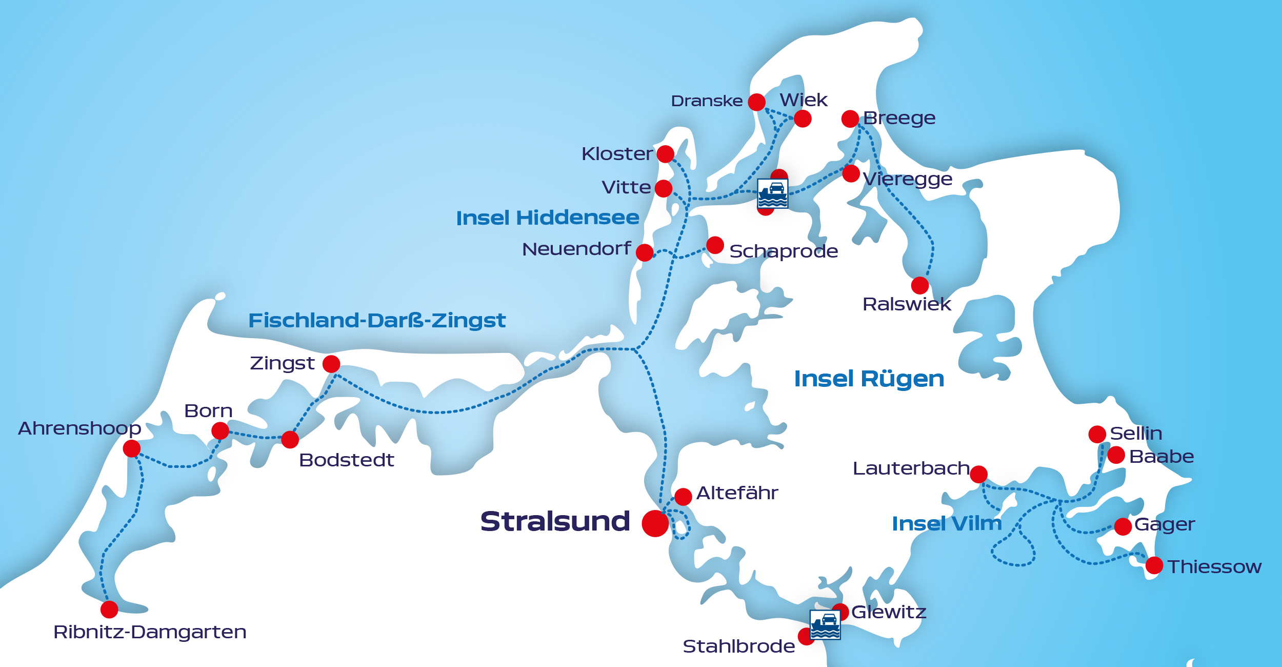 Übersicht Fahrgebiete der Weiße Flotte GmbH